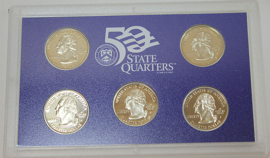 (2002s, 5 монет по 25 центов, Штаты) Набор США 2002 год  Годовой набор  PROOF